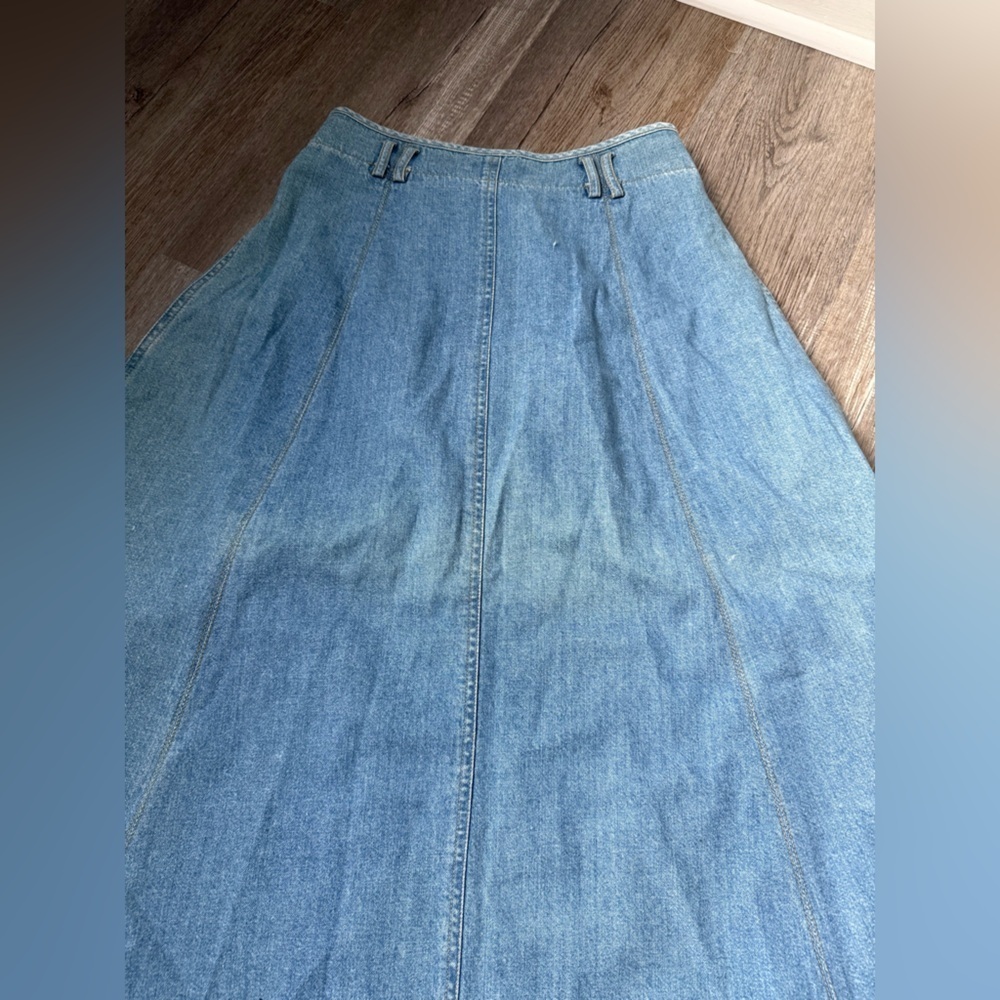 VTG Liz Claiborne Denim A-Line Skirt With Buttons Maxi Skirt Comfy Size S 2 4 - Picture 8 of 11